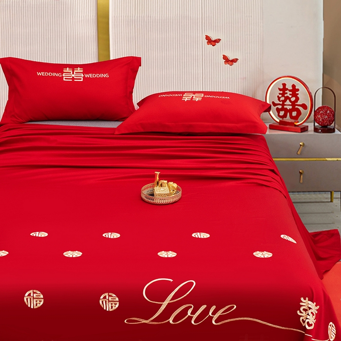 91家纺网 家纺一手货源 找家纺 （总）卓缦家纺 2025新款水洗磨毛婚庆床单/床笠