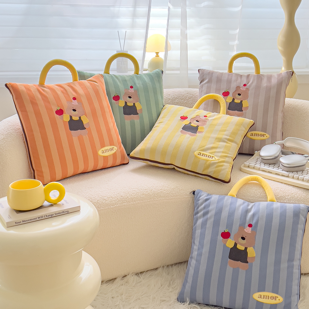 91家纺网 家纺一手货源 找家纺 诺可 2025新款可爱小熊刺绣抱枕被 组合