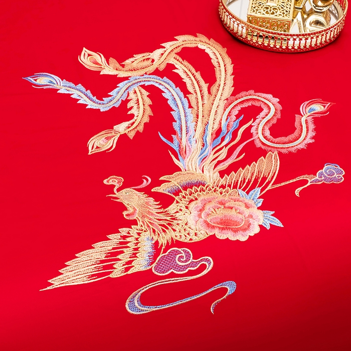 91家纺网 家纺一手货源 找家纺 卓缦家纺 2025新款水洗磨毛婚庆床单/床笠 龙凤和鸣