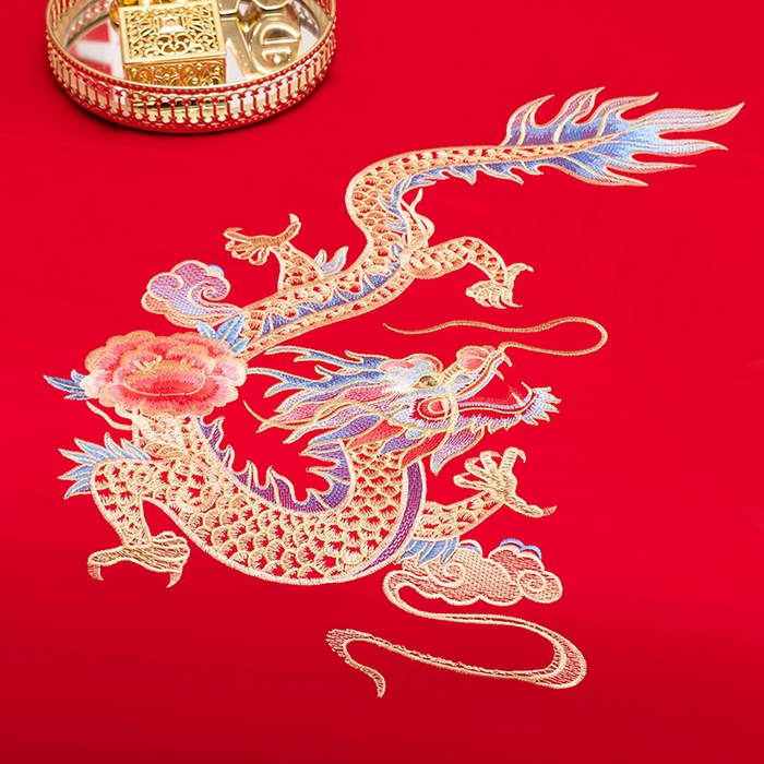 91家纺网 家纺一手货源 找家纺 卓缦家纺 2025新款水洗磨毛婚庆床单/床笠 龙凤和鸣