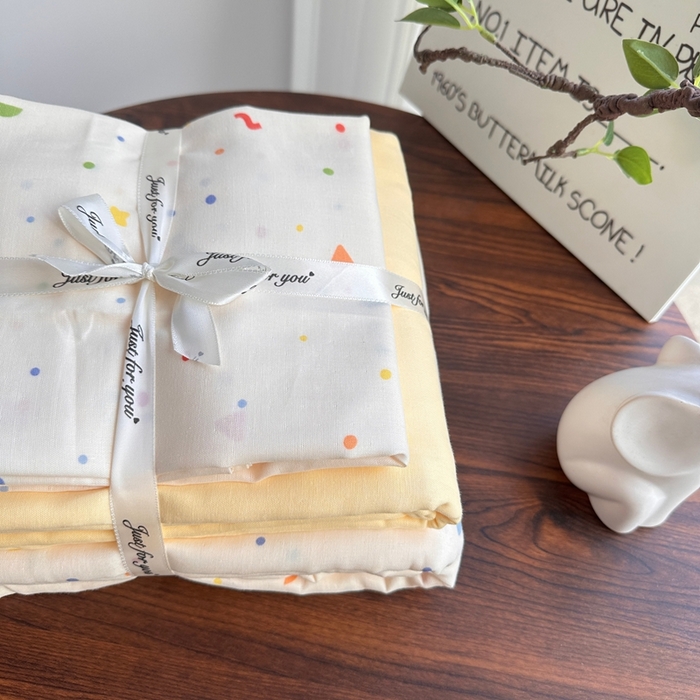 91家纺网 家纺一手货源 找家纺 爱思佳 2024新款A类母婴全棉双层纱印花四件套直播热卖系列-系列二 奶油派