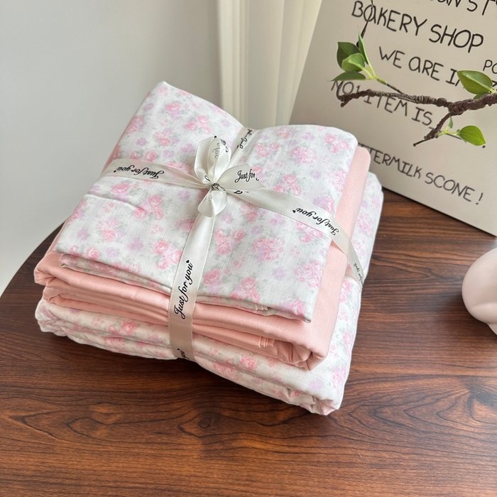 爱思佳 2024新款A类母婴全棉双层纱印花四件套直播热卖系列-系列二 蔷薇