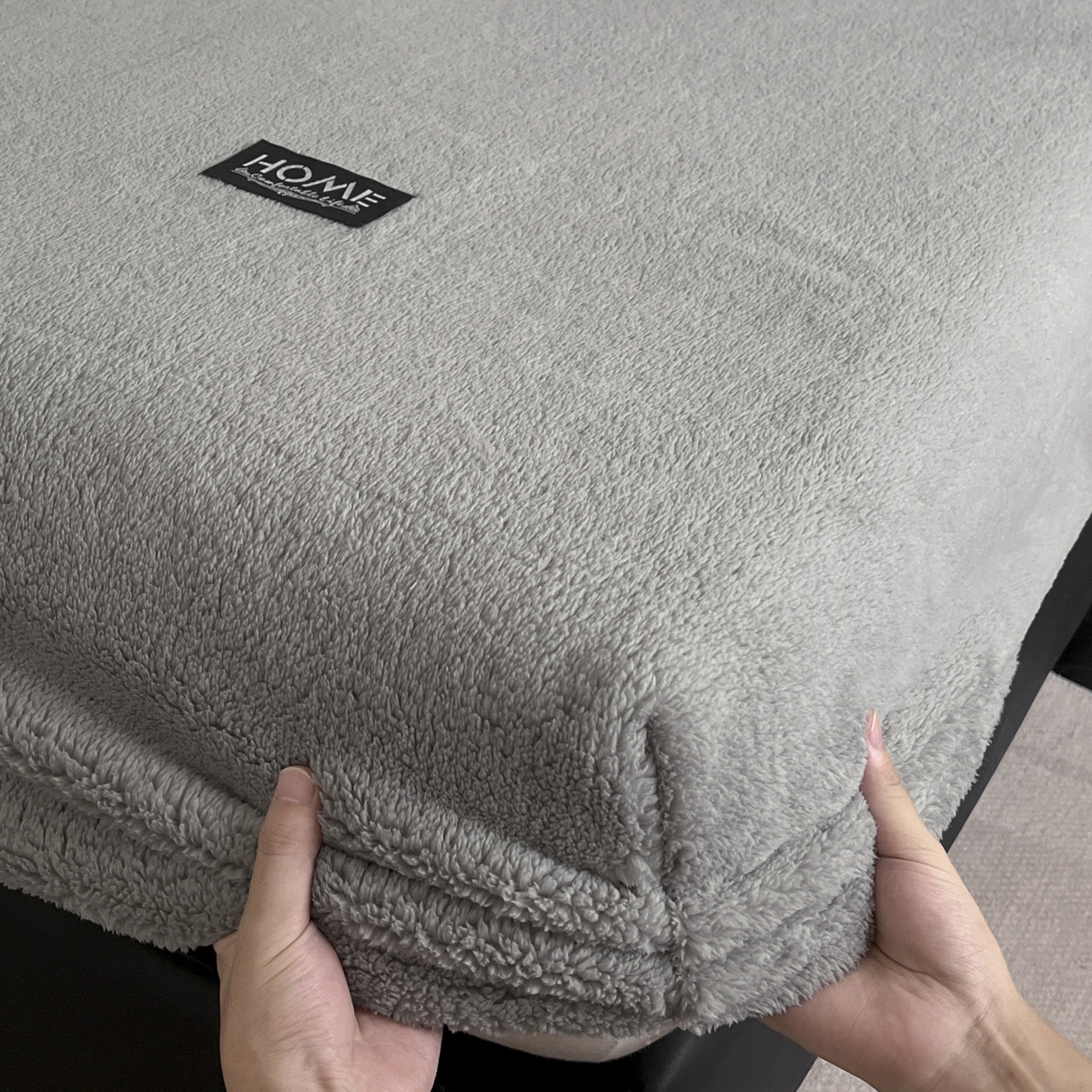 91家纺网 家纺一手货源 找家纺 欧邦 2025新款舒棉半边绒床笠 床笠款-岩石灰