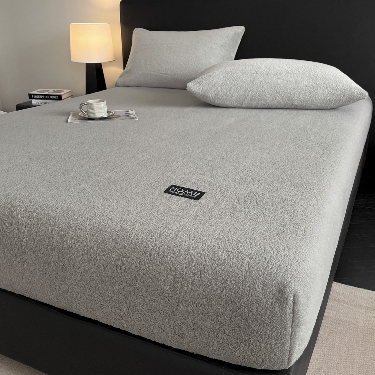 91家纺网 家纺一手货源 找家纺 欧邦 2025新款舒棉半边绒床笠 床笠款-岩石灰