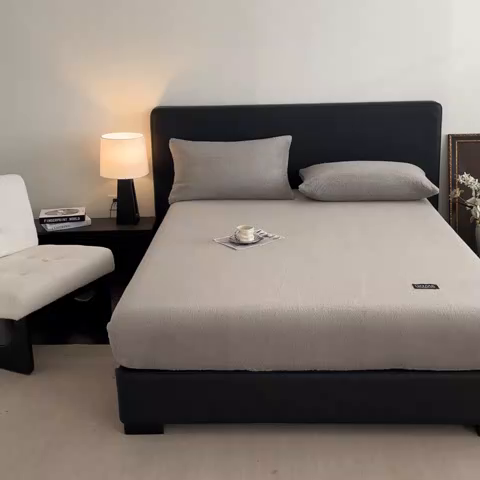 91家纺网 家纺一手货源 找家纺 欧邦 2025新款舒棉半边绒床笠 床笠款-岩石灰