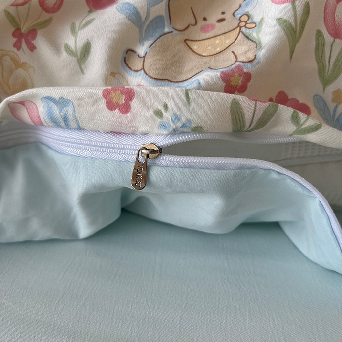 91家纺网 家纺一手货源 找家纺 原素 2025学生季专属双拼印花水洗棉双层纱四件套 丛林七七