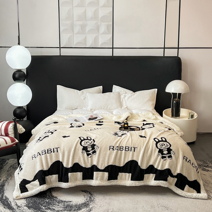 91家纺网 家纺一手货源 找家纺 （总）美洲琳 2025新款羊羔绒复合简约现代休闲毯