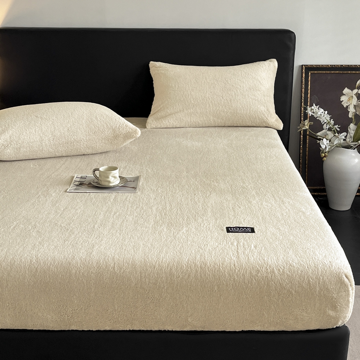 91家纺网 家纺一手货源 找家纺 欧邦 2025新款舒棉半边绒床笠 床笠款-柏林咖