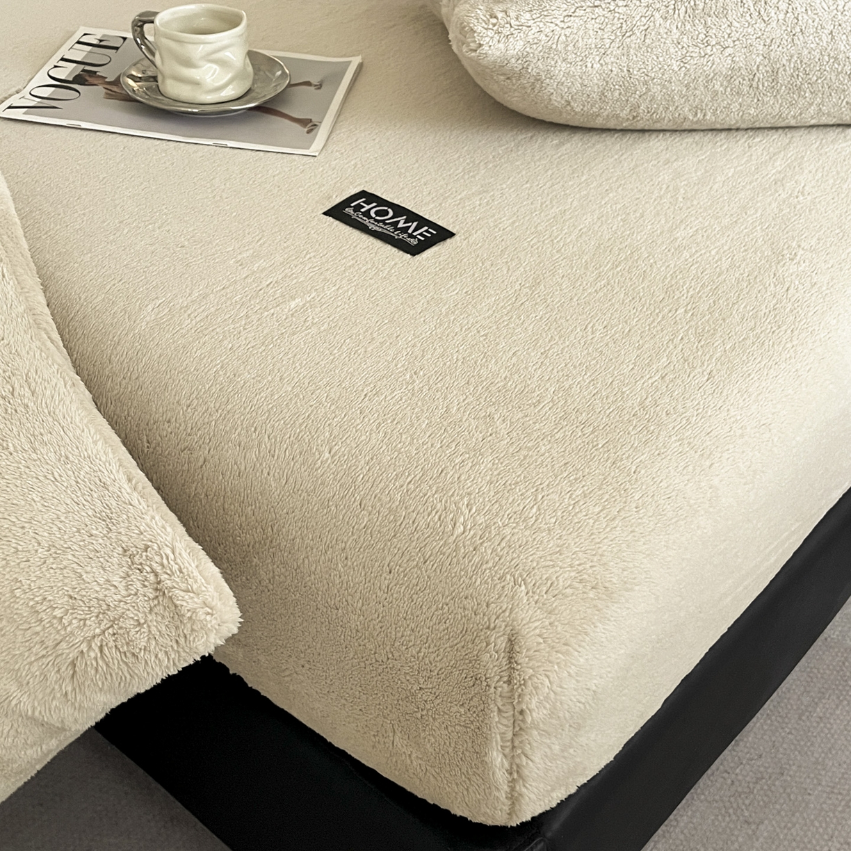 91家纺网 家纺一手货源 找家纺 欧邦 2025新款舒棉半边绒床笠 床笠款-柏林咖