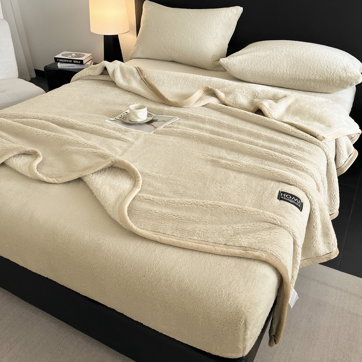 91家纺网 家纺一手货源 找家纺 欧邦 2025新款舒棉半边绒床笠 床笠款-柏林咖