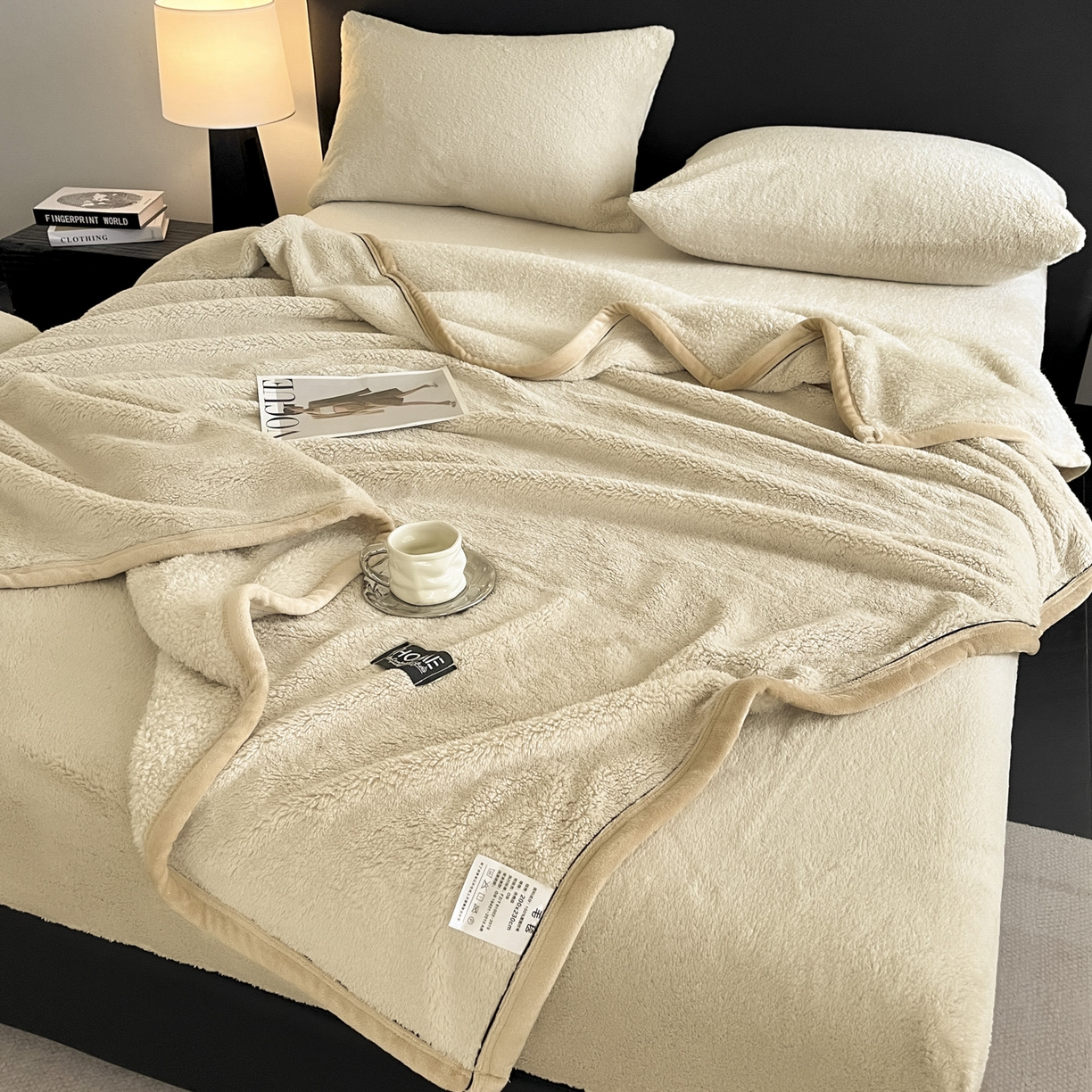 91家纺网 家纺一手货源 找家纺 欧邦 2025新款舒棉半边绒床笠 床笠款-柏林咖