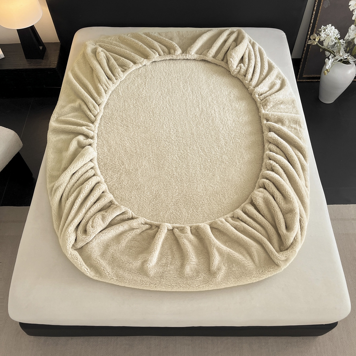 91家纺网 家纺一手货源 找家纺 欧邦 2025新款舒棉半边绒床笠 床笠款-柏林咖