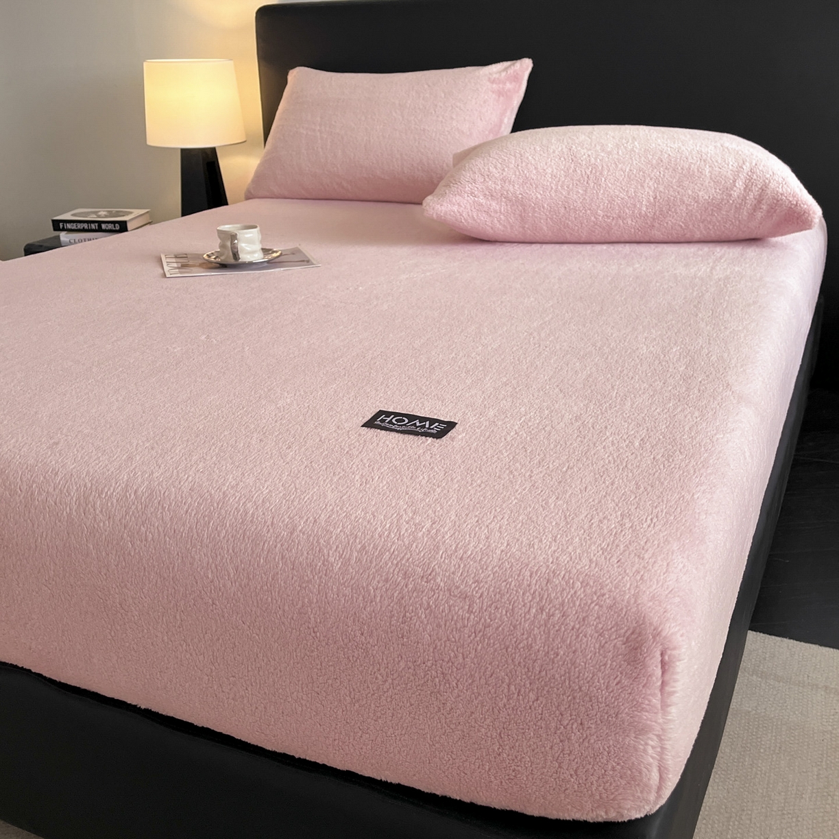 91家纺网 家纺一手货源 找家纺 欧邦 2025新款舒棉半边绒床笠 床笠款-浪漫粉