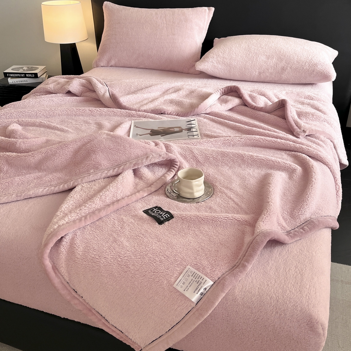 91家纺网 家纺一手货源 找家纺 欧邦 2025新款舒棉半边绒床笠 床笠款-浪漫粉