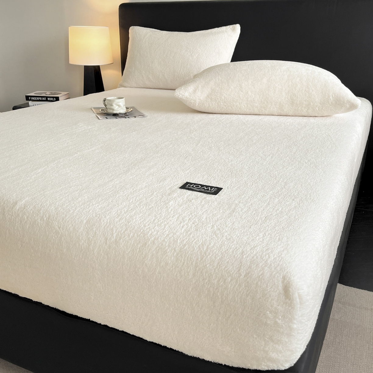 91家纺网 家纺一手货源 找家纺 欧邦 2025新款舒棉半边绒床笠 床笠款-素雅白