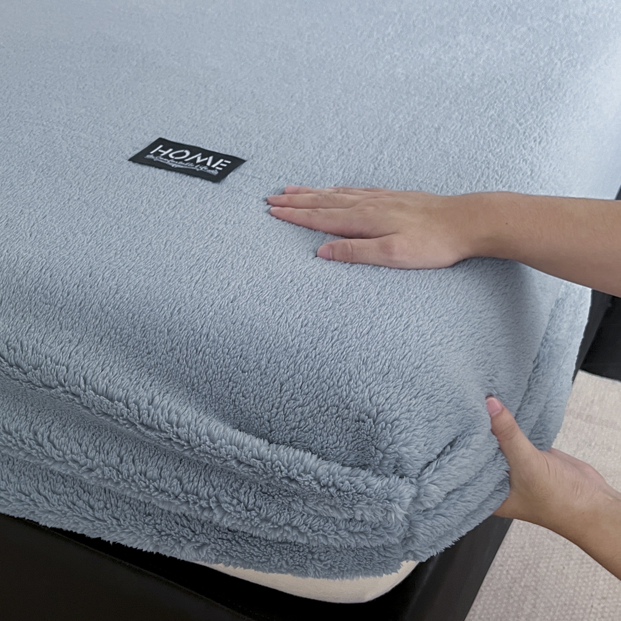 91家纺网 家纺一手货源 找家纺 欧邦 2025新款舒棉半边绒床笠 床笠款-云雾蓝