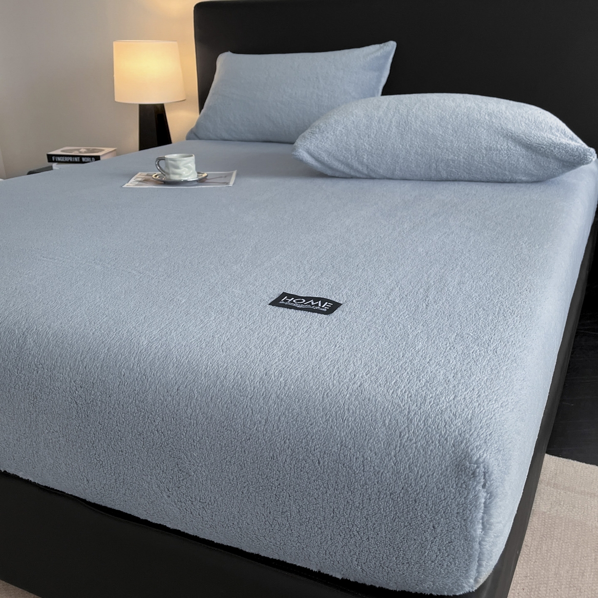 91家纺网 家纺一手货源 找家纺 欧邦 2025新款舒棉半边绒床笠 床笠款-云雾蓝