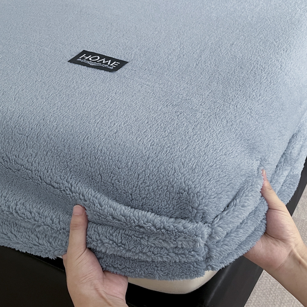 91家纺网 家纺一手货源 找家纺 欧邦 2025新款舒棉半边绒床笠 床笠款-云雾蓝