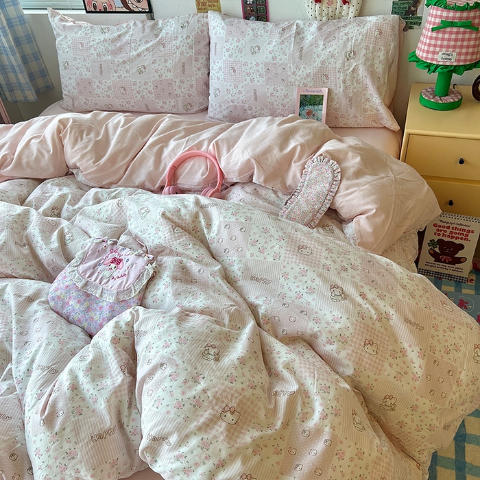 原素 2025学生季专属双拼印花水洗棉双层纱四件套 碎花kt酱