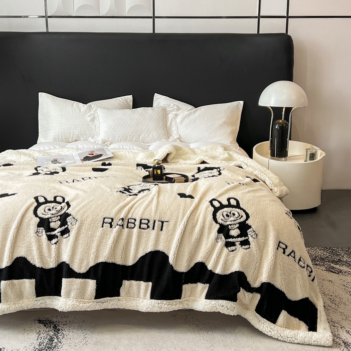 91家纺网 家纺一手货源 找家纺 美洲琳 2025新款羊羔绒复合简约现代休闲毯 布布