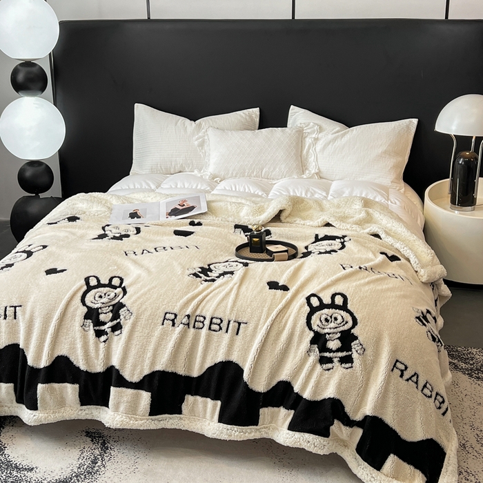 91家纺网 家纺一手货源 找家纺 美洲琳 2025新款羊羔绒复合简约现代休闲毯 布布