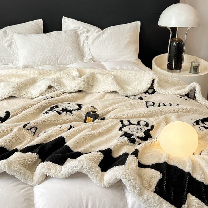 91家纺网 家纺一手货源 找家纺 美洲琳 2025新款羊羔绒复合简约现代休闲毯 布布