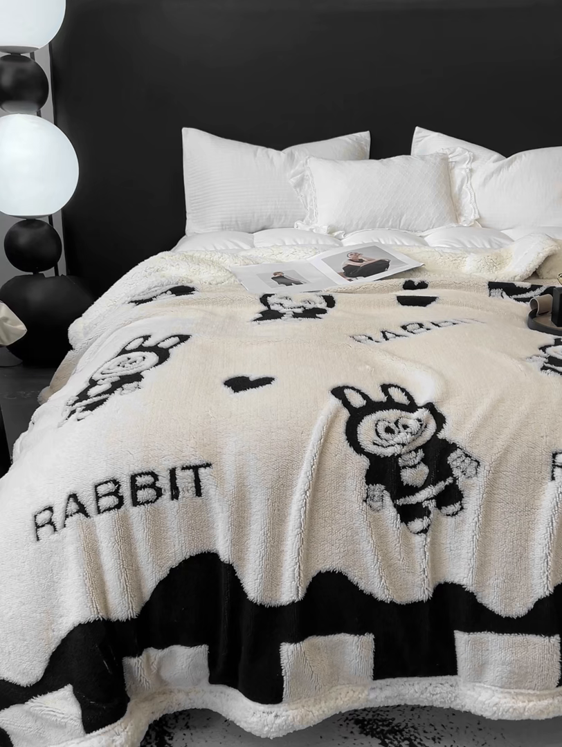 91家纺网 家纺一手货源 找家纺 美洲琳 2025新款羊羔绒复合简约现代休闲毯 布布