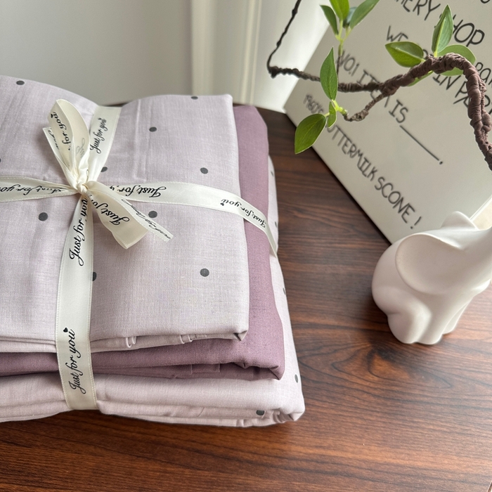 91家纺网 家纺一手货源 找家纺 爱思佳 2024新款A类母婴全棉双层纱印花四件套直播热卖系列-系列二 芋泥波波