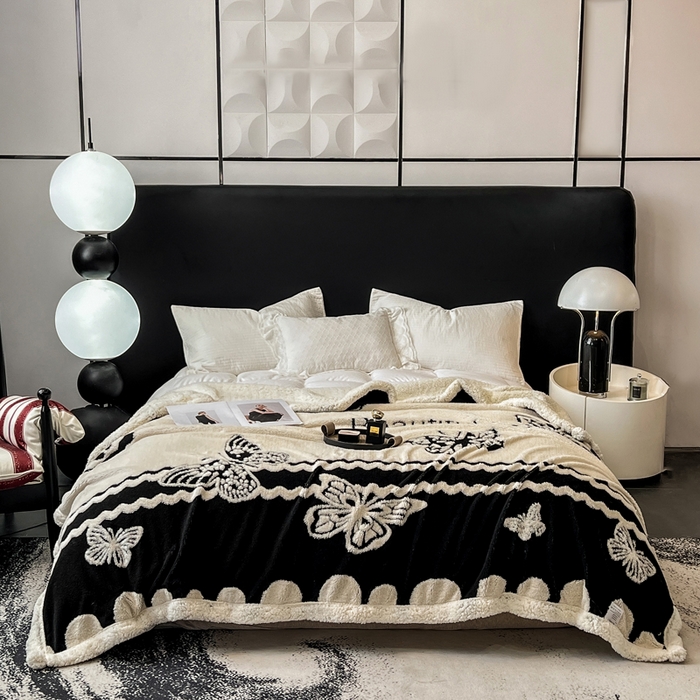 美洲琳 2025新款羊羔绒复合简约现代休闲毯 蝴蝶