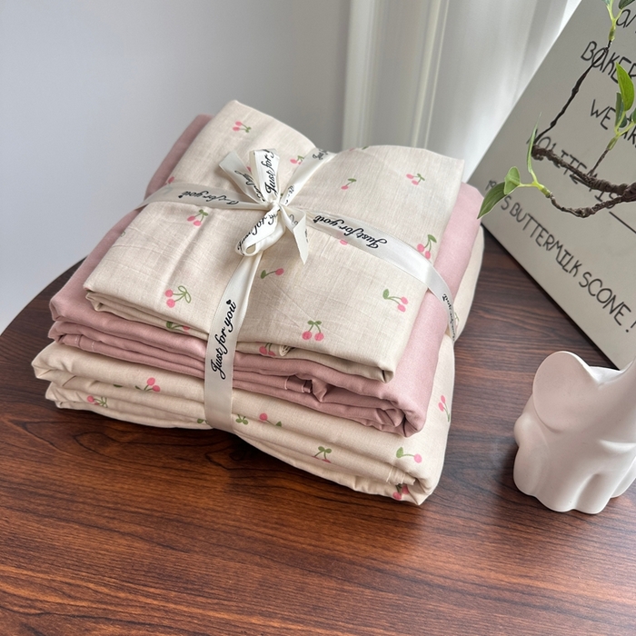 爱思佳 2024新款A类母婴全棉双层纱印花四件套直播热卖系列-系列二 芝士樱桃