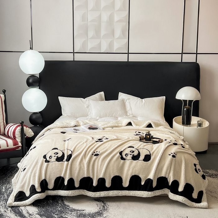 美洲琳 2025新款羊羔绒复合简约现代休闲毯 熊猫