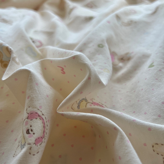 91家纺网 家纺一手货源 找家纺 原素 2025学生季专属双拼印花水洗棉双层纱四件套 豆豆米乐