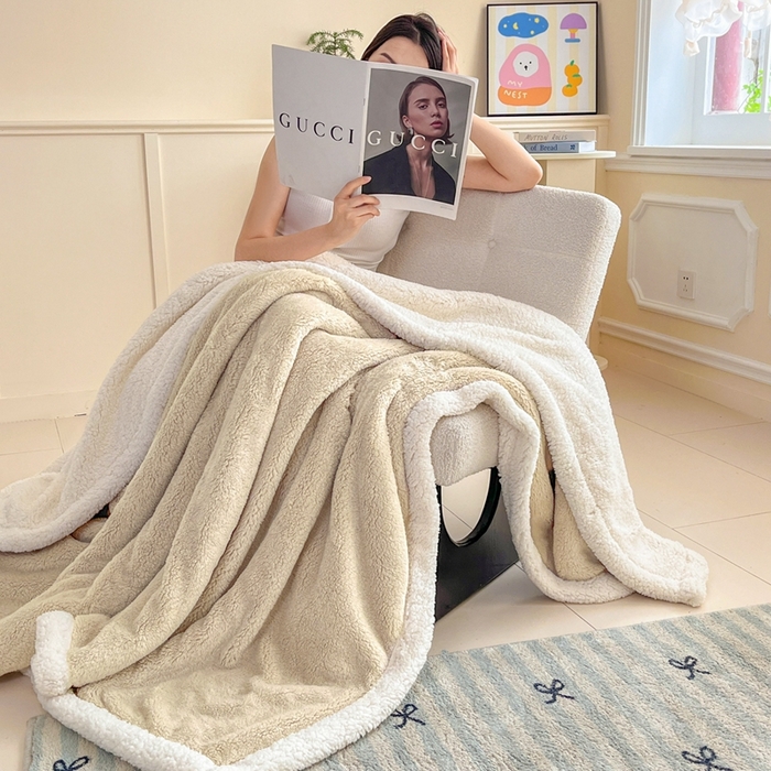 91家纺网 家纺一手货源 找家纺 欧邦 2025新款A类舒棉半边绒羊羔绒双层毛毯跨境 双层-柏林咖