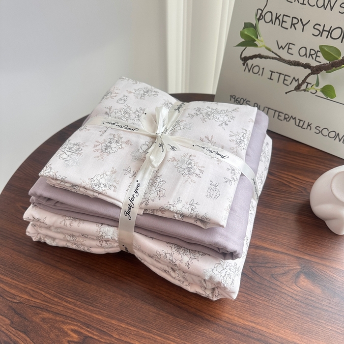 91家纺网 家纺一手货源 找家纺 （总）爱思佳 2024新款A类母婴全棉双层纱印花四件套直播热卖系列三 叠拍图