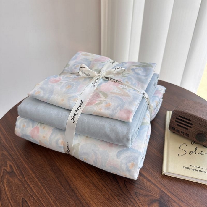 91家纺网 家纺一手货源 找家纺 （总）爱思佳 2024新款A类母婴全棉双层纱印花四件套直播热卖系列三 叠拍图