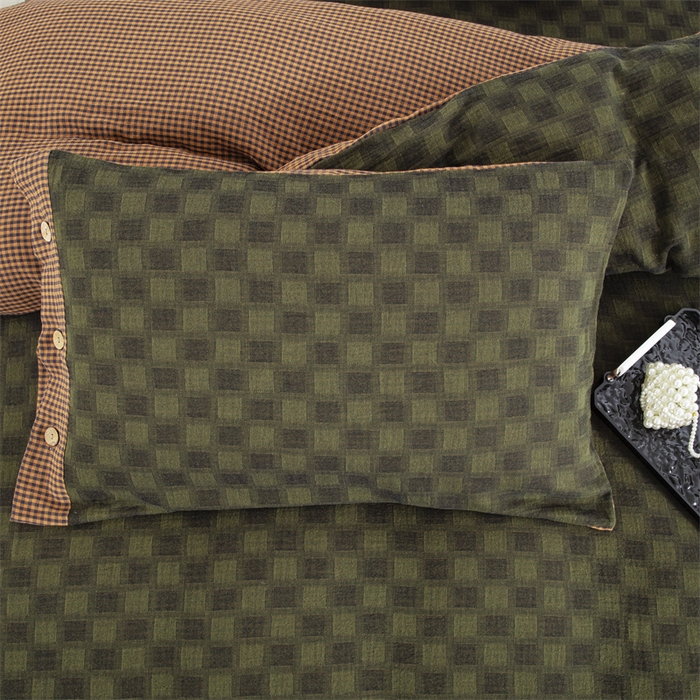 91家纺网 家纺一手货源 找家纺 （总）双层纱家居 2025新款格子款双层纱四件套