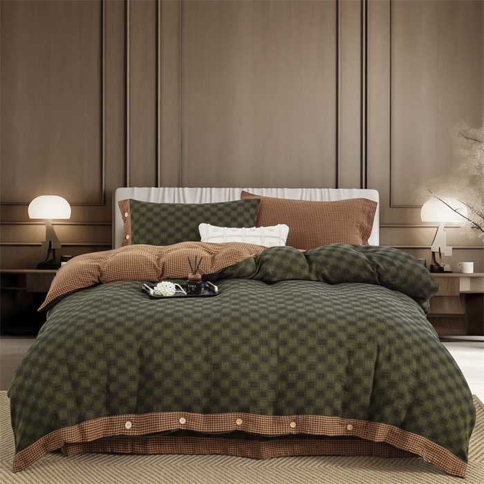 （总）双层纱家居 2025新款格子款双层纱四件套