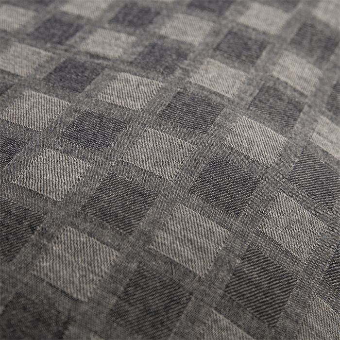 91家纺网 家纺一手货源 找家纺 双层纱家居 2025新款格子款双层纱四件套 朦胧格深灰