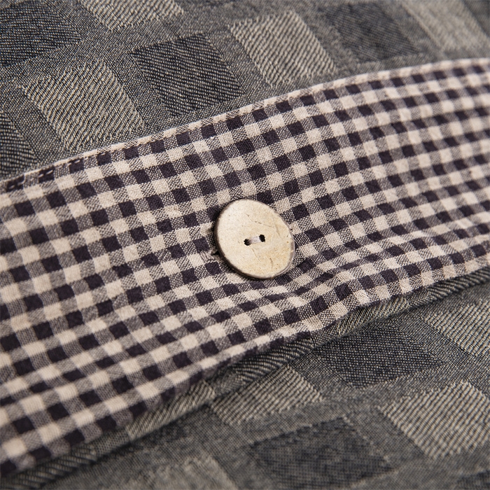 91家纺网 家纺一手货源 找家纺 双层纱家居 2025新款格子款双层纱四件套 朦胧格深灰