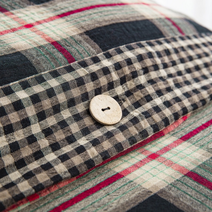 91家纺网 家纺一手货源 找家纺 双层纱家居 2025新款格子款双层纱四件套 双层纱兰格