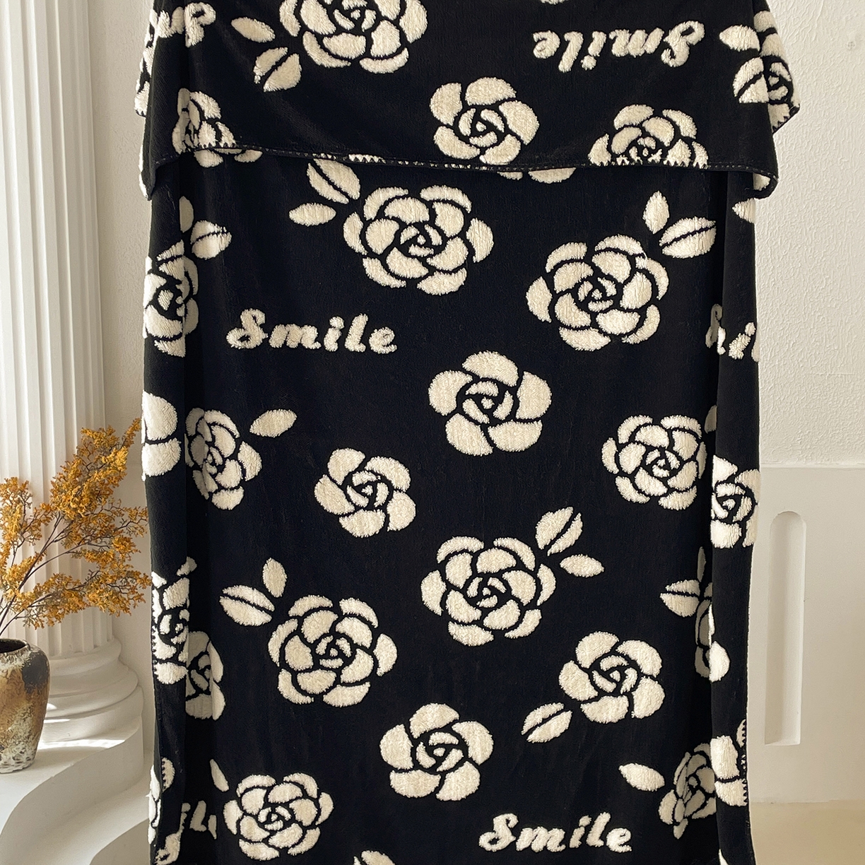 十里居 2025新款双面印花舒棉绒毛毯多功能盖毯沙发毯跨境毛毯 山茶花