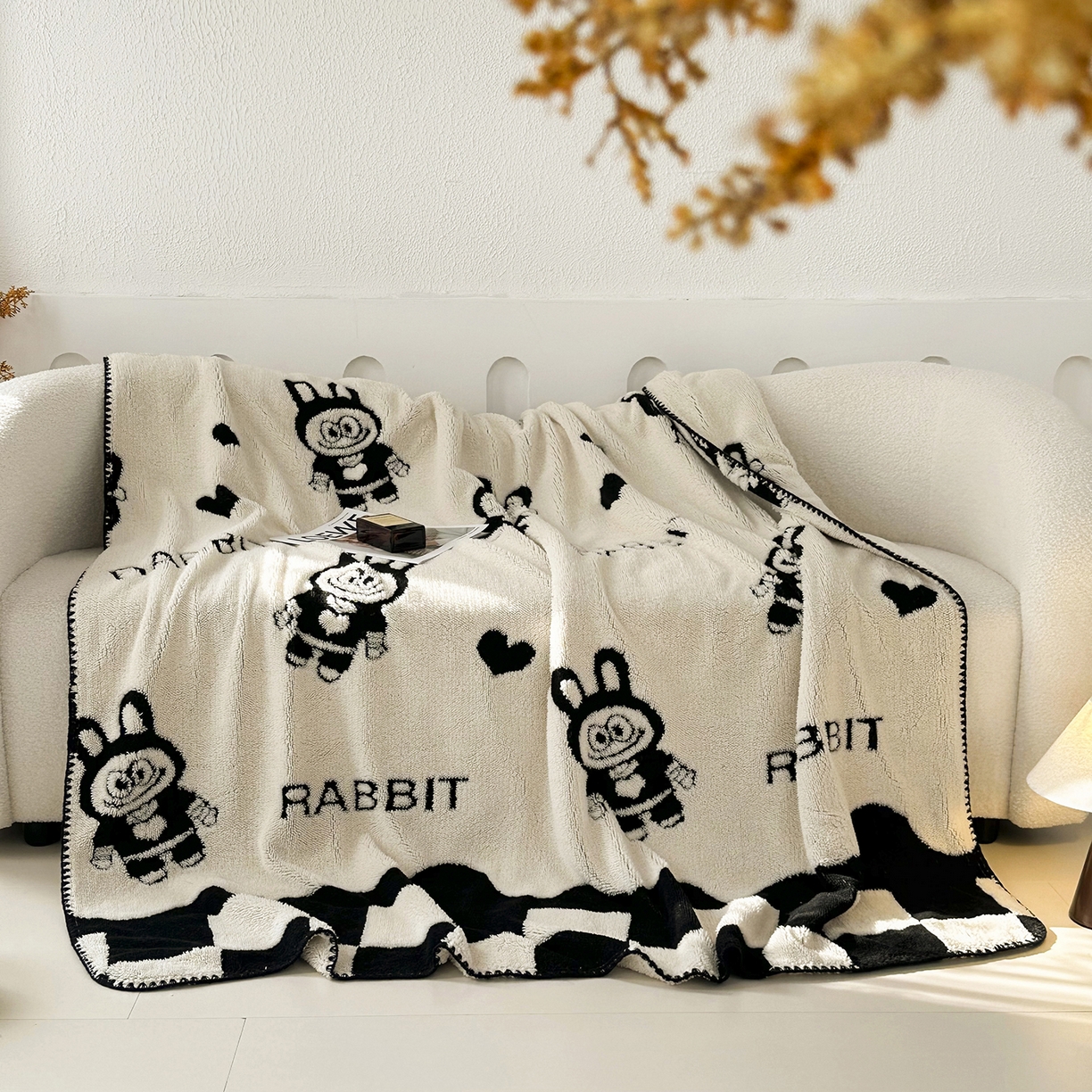 91家纺网 家纺一手货源 找家纺 十里居 2025新款双面印花舒棉绒毛毯多功能盖毯沙发毯跨境毛毯 小布布