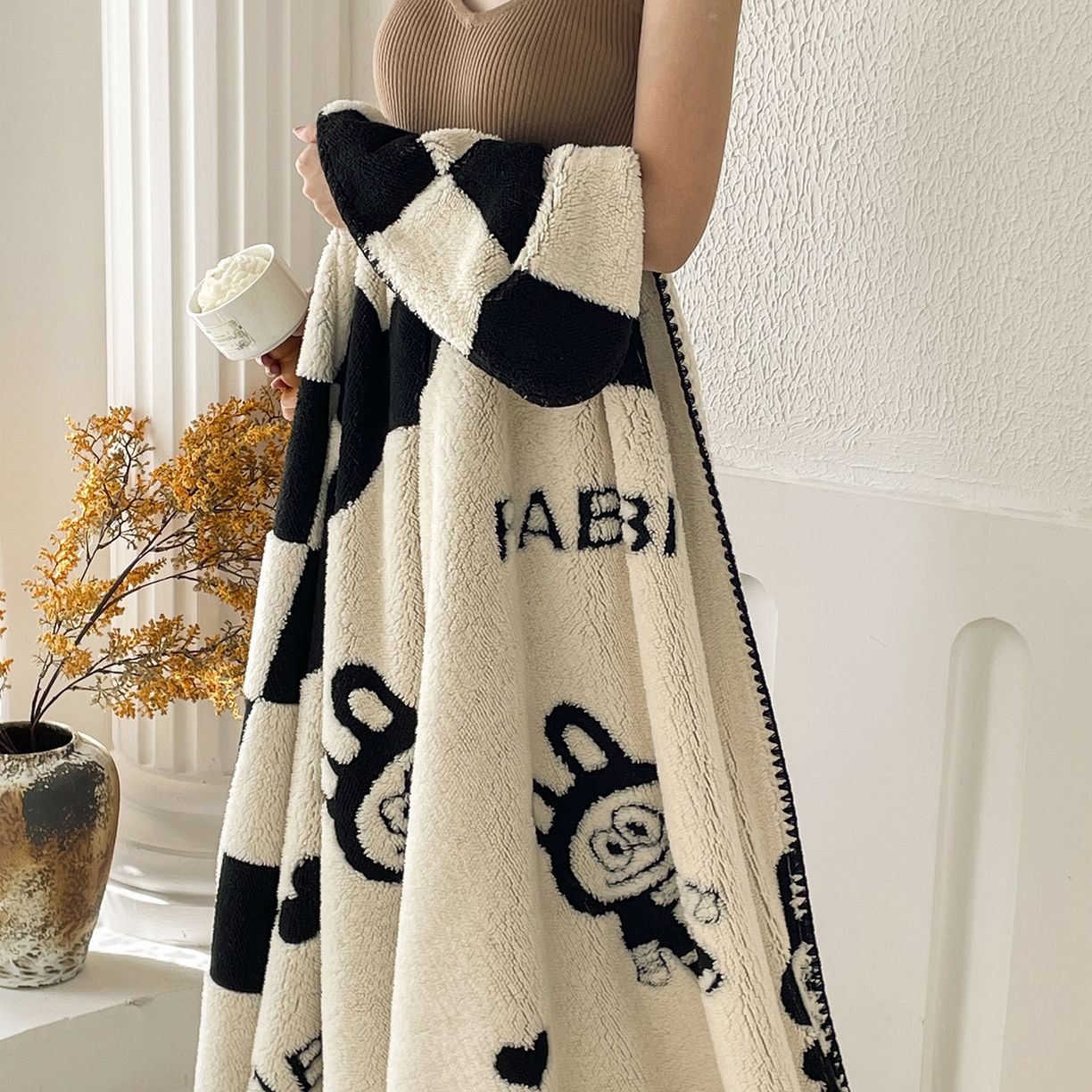 91家纺网 家纺一手货源 找家纺 十里居 2025新款双面印花舒棉绒毛毯多功能盖毯沙发毯跨境毛毯 小布布