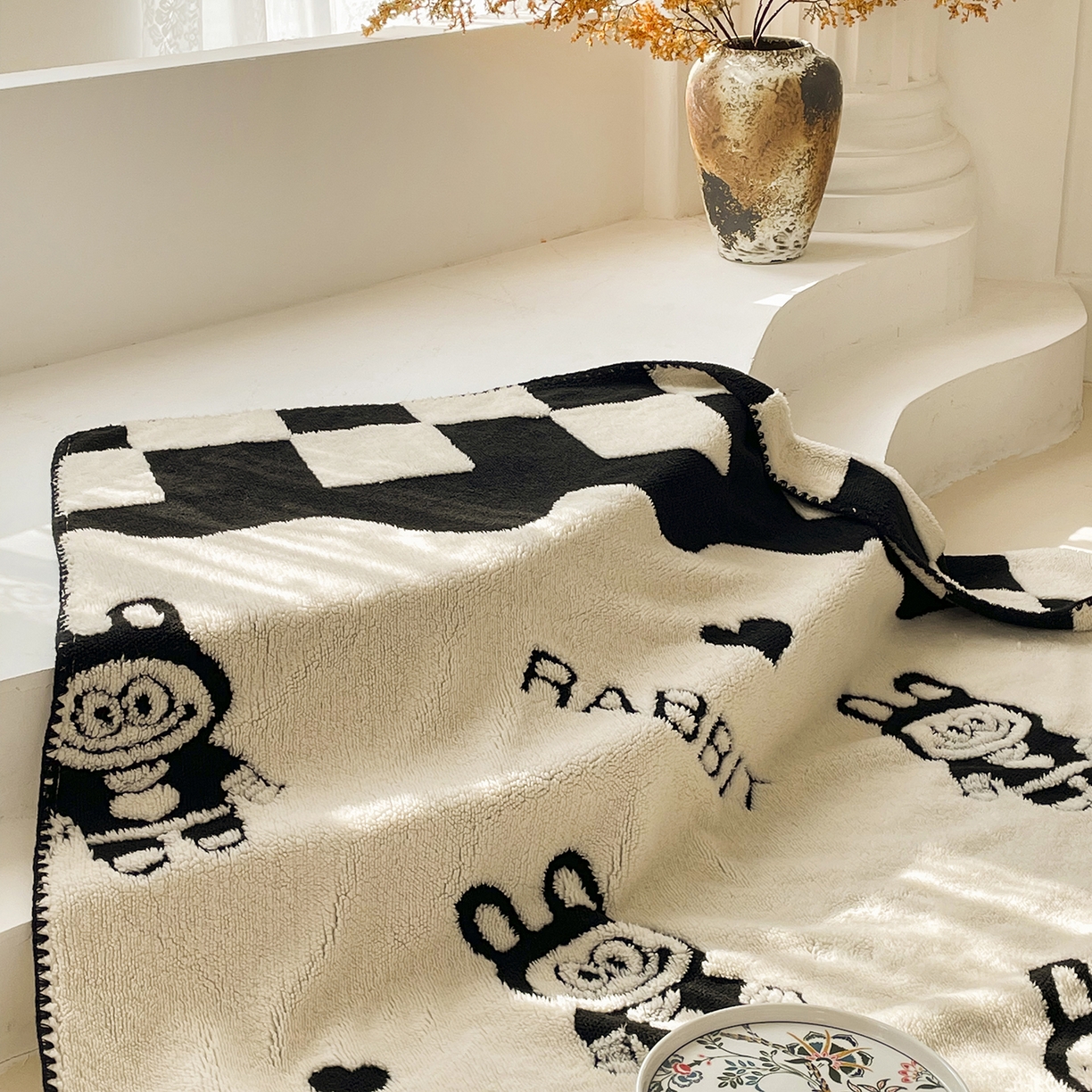 91家纺网 家纺一手货源 找家纺 十里居 2025新款双面印花舒棉绒毛毯多功能盖毯沙发毯跨境毛毯 小布布