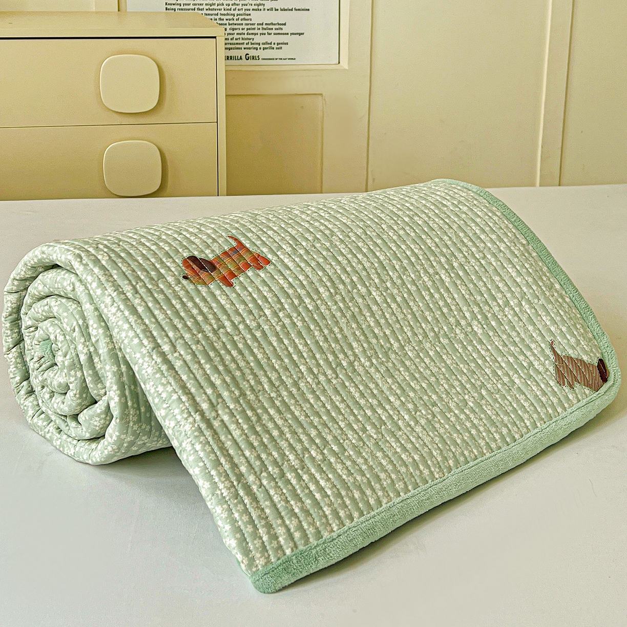 91家纺网 家纺一手货源 找家纺 （总）恒尚居 2025新款学生床盖纯棉牛奶绒正反两用夹棉床单床垫-秋冬款-四季通用【系列一】