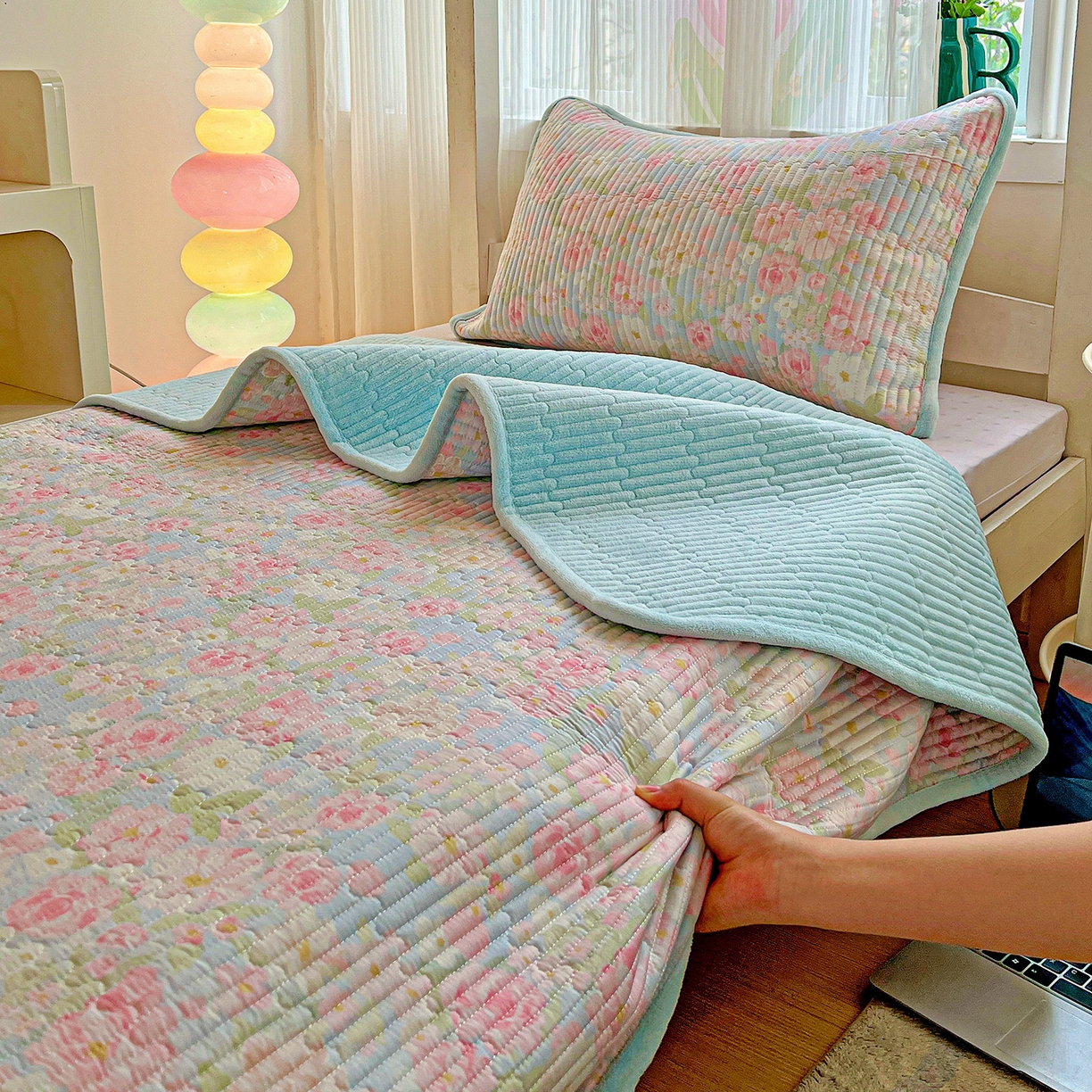 91家纺网 家纺一手货源 找家纺 （总）恒尚居 2025新款学生床盖纯棉牛奶绒正反两用夹棉床单床垫-秋冬款-四季通用【系列一】