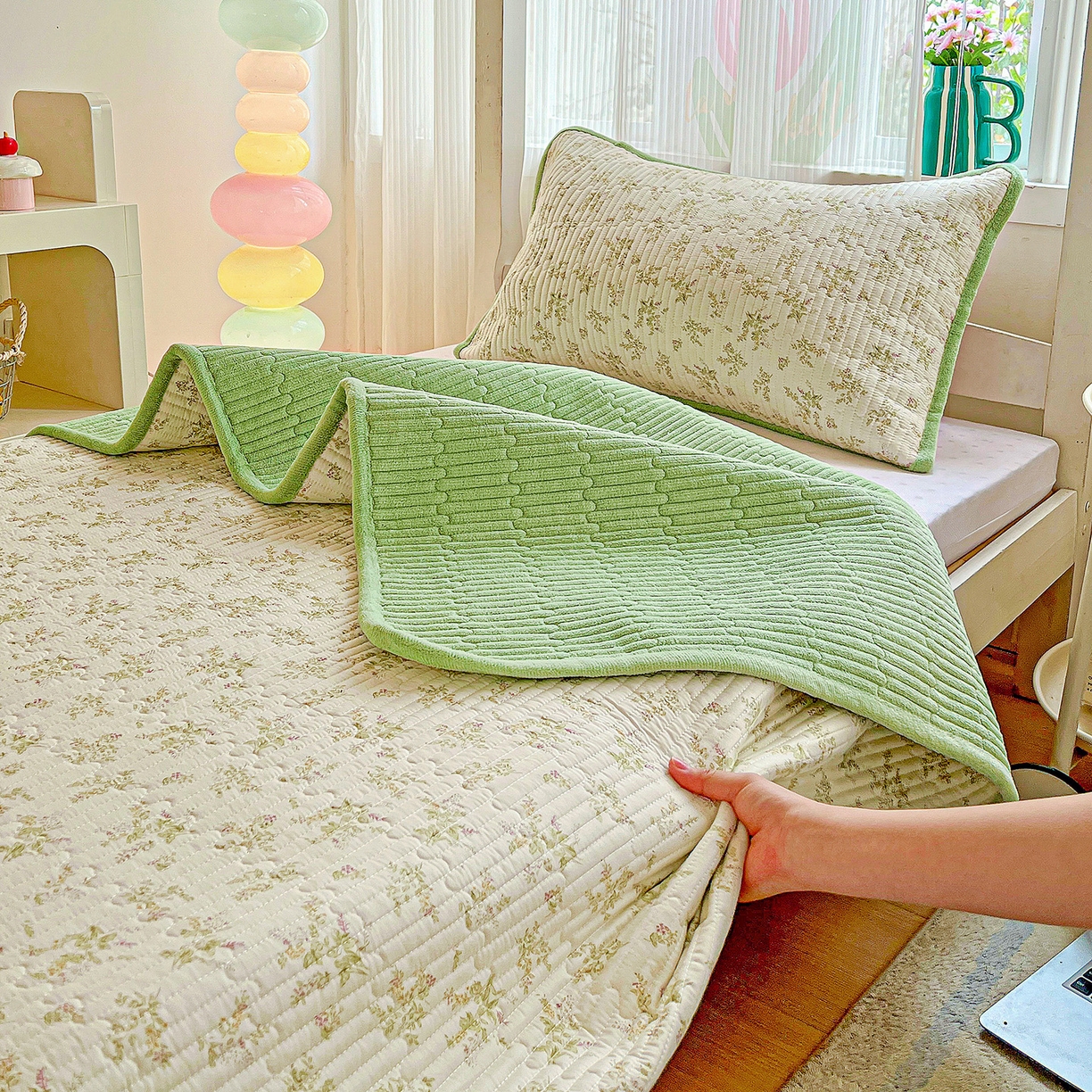 91家纺网 家纺一手货源 找家纺 （总）恒尚居 2025新款学生床盖纯棉牛奶绒正反两用夹棉床单床垫-秋冬款-四季通用【系列一】