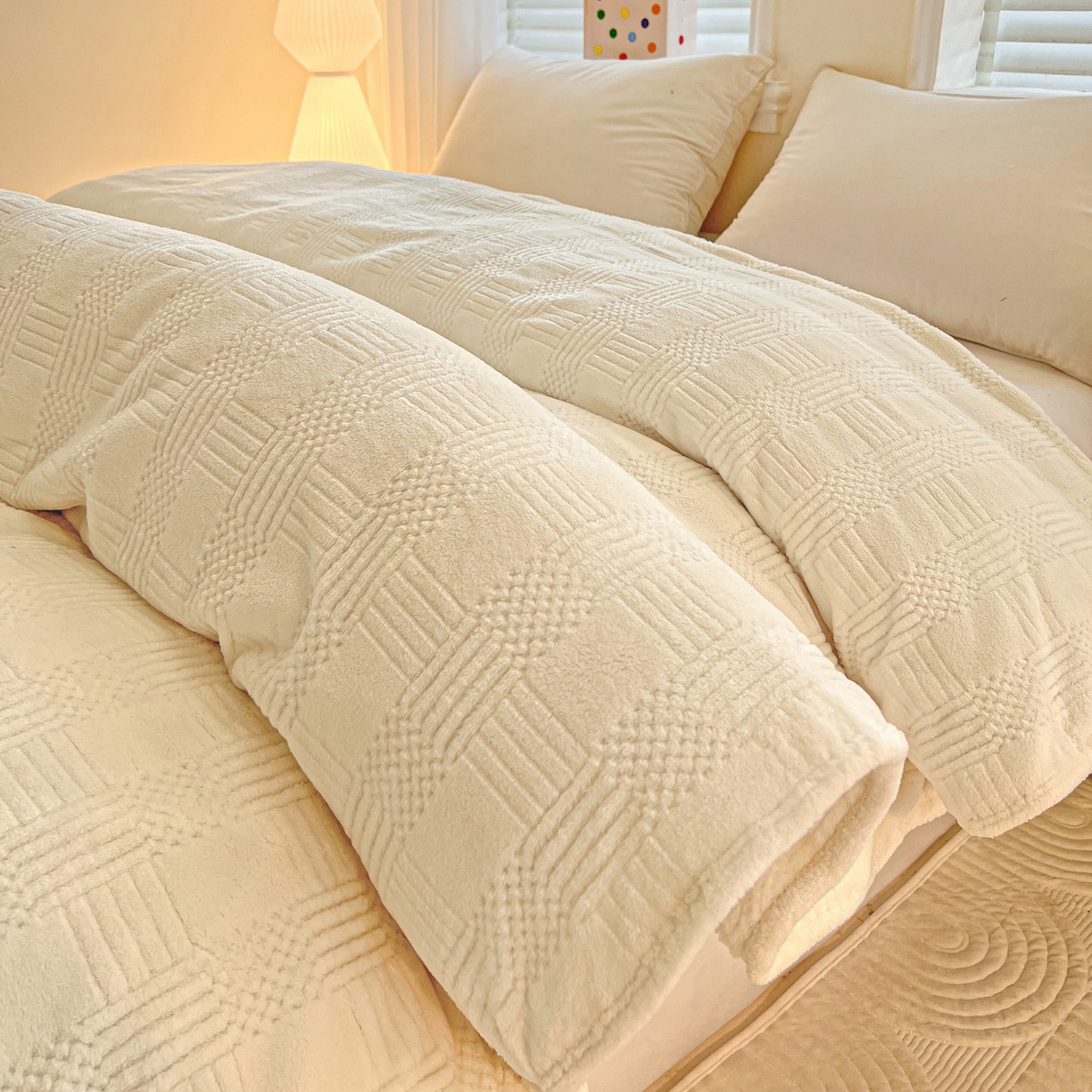 91家纺网 家纺一手货源 找家纺 美洲琳 2025新款提花简约珊瑚绒法莱绒毯毛毯毯子 白色