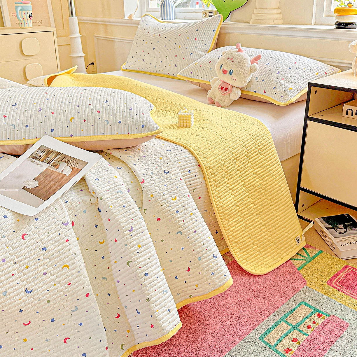 （总）恒尚居 2025新款双层纱床盖床盖单品单床盖云感夹棉床单床垫软床垫-四季款【系列二】