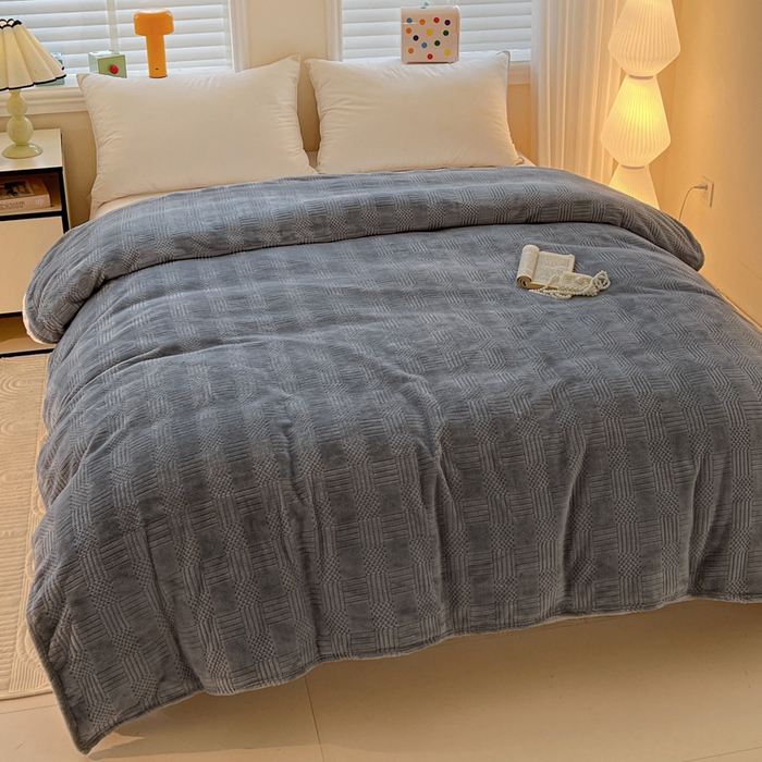 91家纺网 家纺一手货源 找家纺 （总）美洲琳 2025新款提花简约珊瑚绒法莱绒毯毛毯毯子